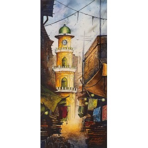 Aisha Khan, 10 x 22 Inch, Watercolor on Paper, Cityscape Painting, AC-AHK-006